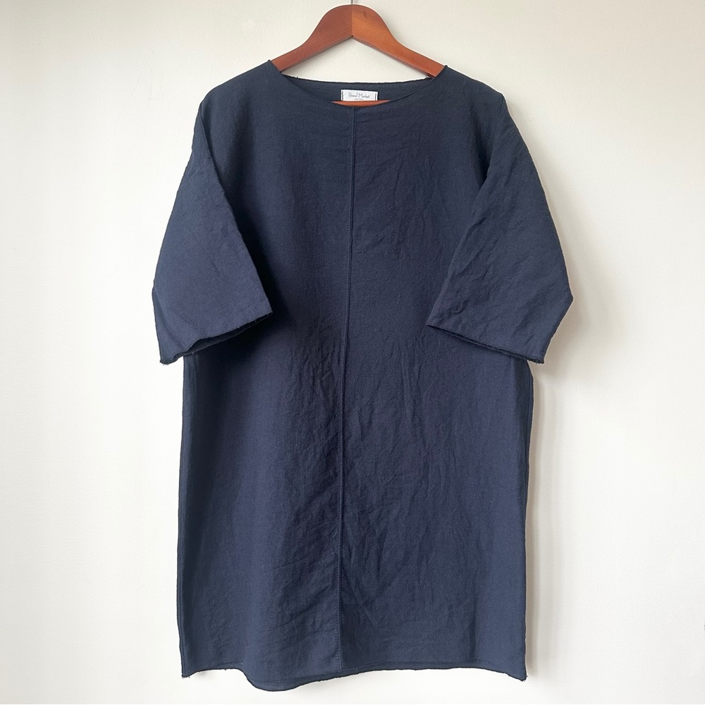 BRANDβ MARKET | KOREAN OVERSIZED BOATNECK MULTI-WEAR LINEN MINI DRESS TUNIC